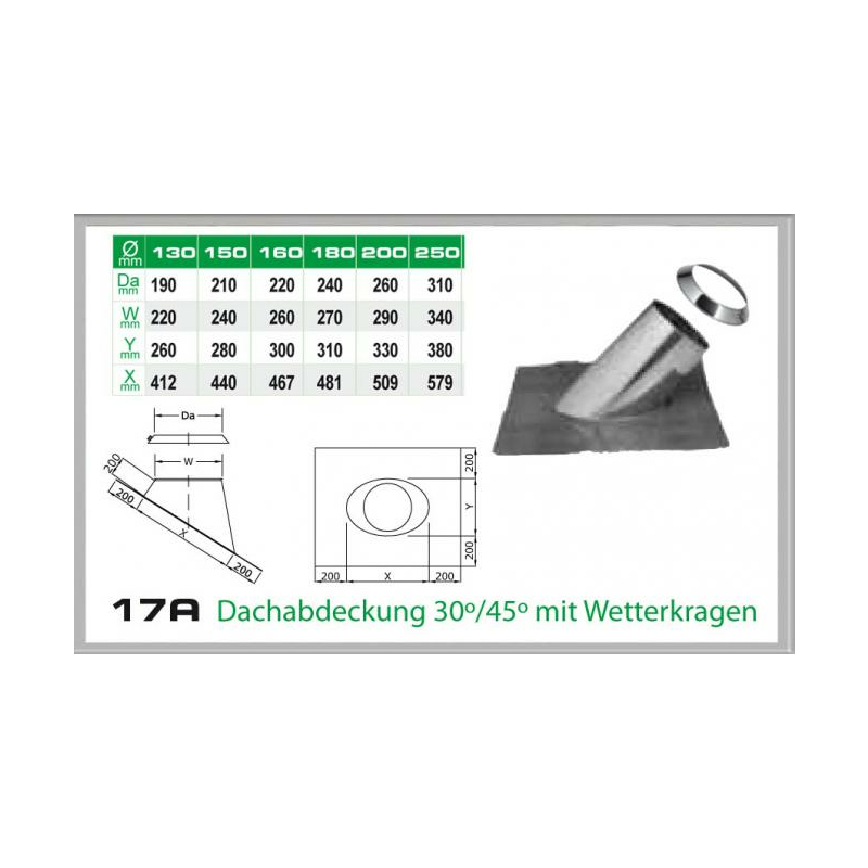 017-DN200 DW6 Dachabdeckung 30-45- mit Wetterkragen Dinak