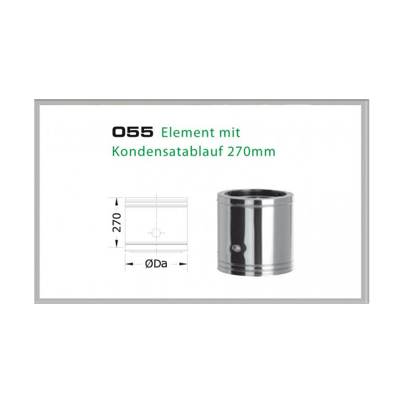 055-DN130 DW6 Element mit Kondensatablauf 330-270 mm Dinak unter Schornsteine|Edelstahl Schornsteine|Dinak Edelstahlschornstein|DW-Schornstein Einzelteile DW6 Dinak|Edelstahl Schornstein 130mm DW6 Dinak