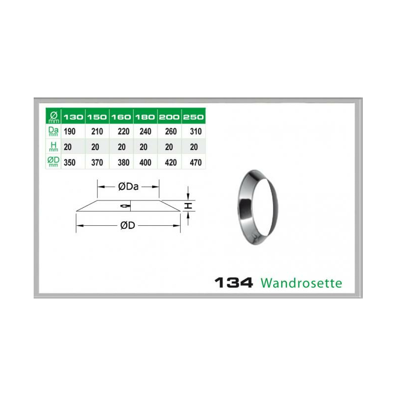 134-DN180 DW Wandrosette Dinak unter Schornsteine|Edelstahl Schornsteine|Dinak Edelstahlschornstein|DW-Schornstein Einzelteile DW Dinak|Edelstahl Schornstein 180mm DW Dinak