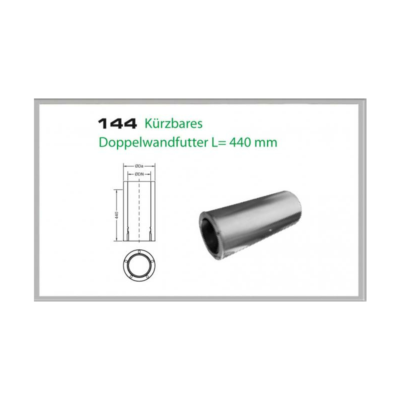 144-DN130 DW6 krzbares Doppelwandfutter L-480mm Dinak unter Schornsteine|Edelstahl Schornsteine|Dinak Edelstahlschornstein|DW-Schornstein Einzelteile DW6 Dinak|Edelstahl Schornstein 130mm DW6 Dinak