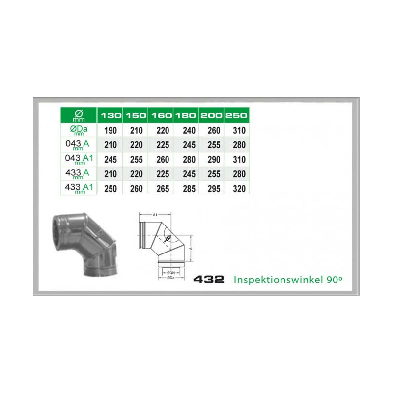 432-DN150 DW InspektionsWinkel 90- Dinak