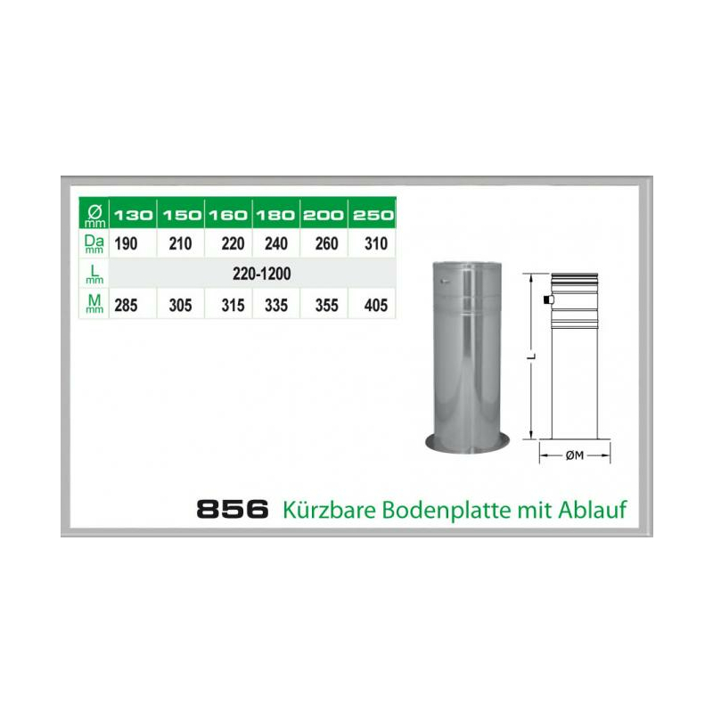 856-DN160 DW6 krzbare Bodenplatte mit Ablauf Dinak unter Schornsteine|Edelstahl Schornsteine|Dinak Edelstahlschornstein|DW-Schornstein Einzelteile DW6 Dinak|Edelstahl Schornstein 160mm DW6 Dinak