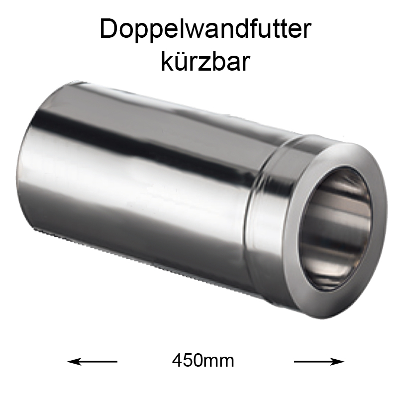 DW Complete Doppelwandfutter 450mm krzbar 130mm unter Schornsteine|Edelstahl Schornsteine|DW-Complete|DW-Complete DN 130mm